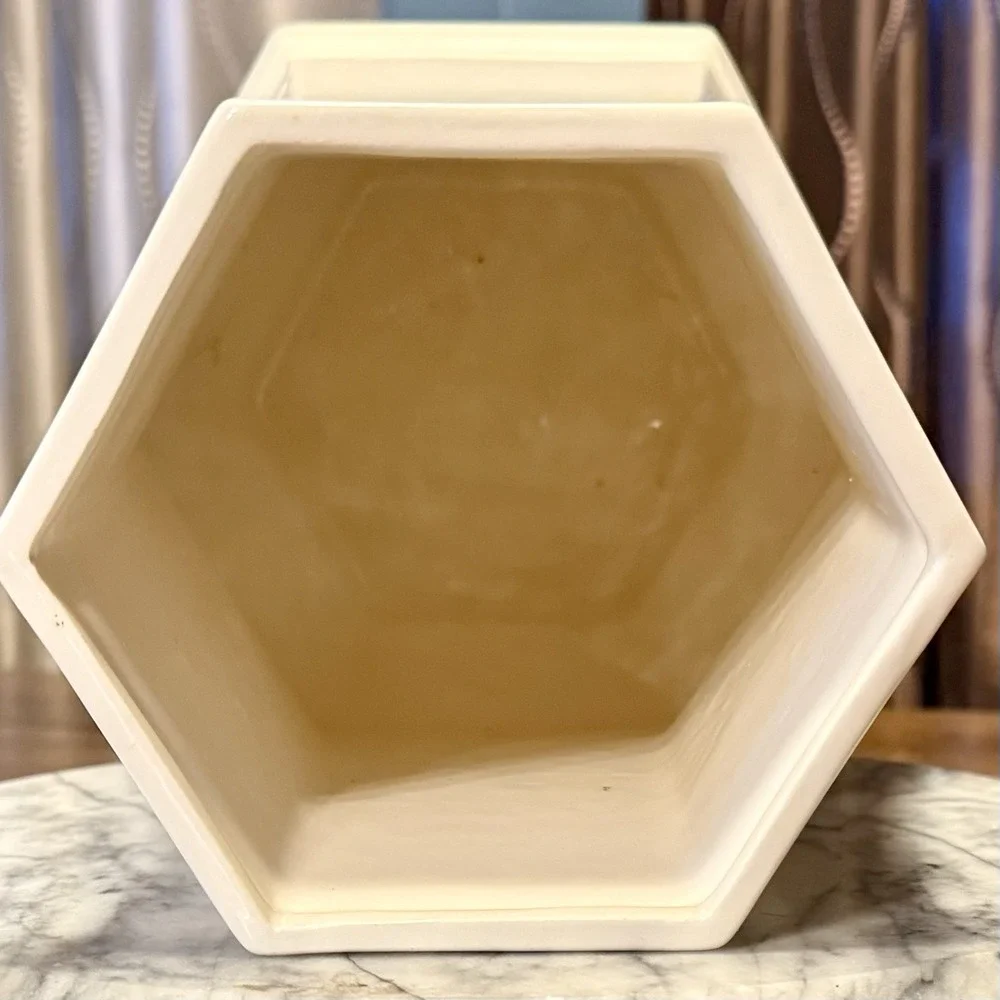 VTG 60s MCM Pagoda Yellow 3D Chrysanthemum Cookie Jar Floral Canister Urn Lid - Picture 9 of 16